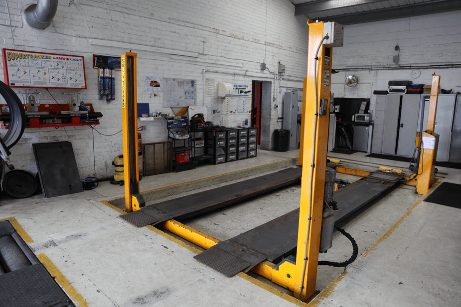 An Empty workshop bay at Martek Motor Services